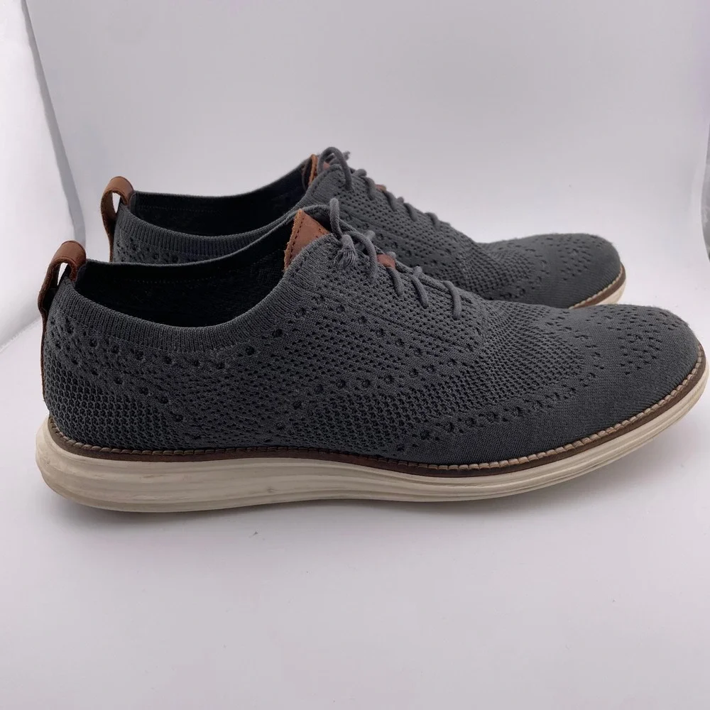 Cole‎ Haan Original Grand Stitchlite Wingtip Gray Knit Oxford Derby Shoes 10 M